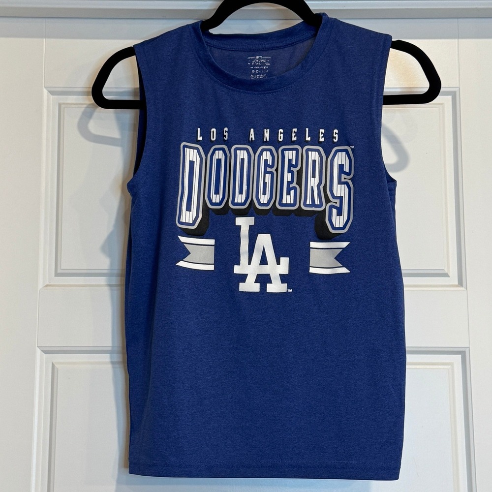 MLB Los Angeles Dodgers Muscle Tee Youth L 12/14 Blue Sleeveless Athletic Shirt